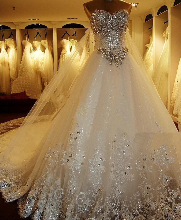 panel train wedding dress