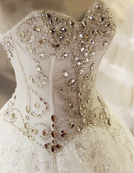 Fully Beaded Corset Wedding Dressses With Crystals Princess Bridal Gowns Vestido De Noiva