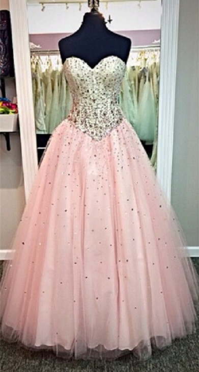 Sweetheart Basque Waistline Floor Length Ball Gown Prom Dress