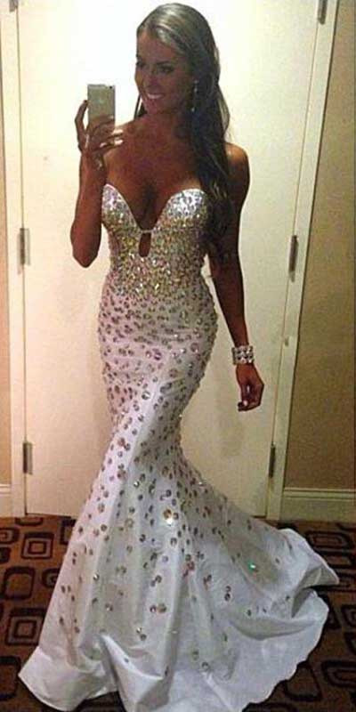 Satin Mermaid Prom Dress With Rhinestones