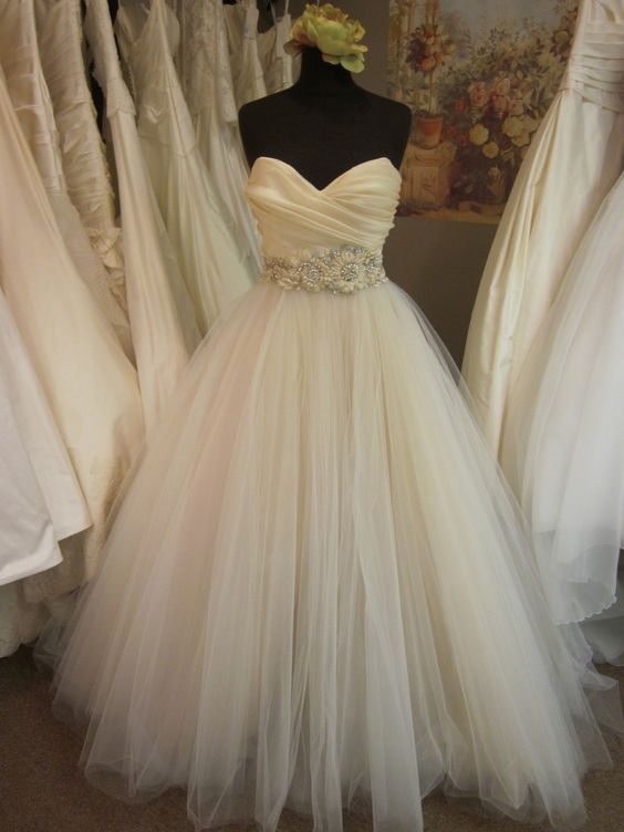 a-line-princess-pleated-bodice-blush-wedding-dress-with-embellished-waist-on-luulla