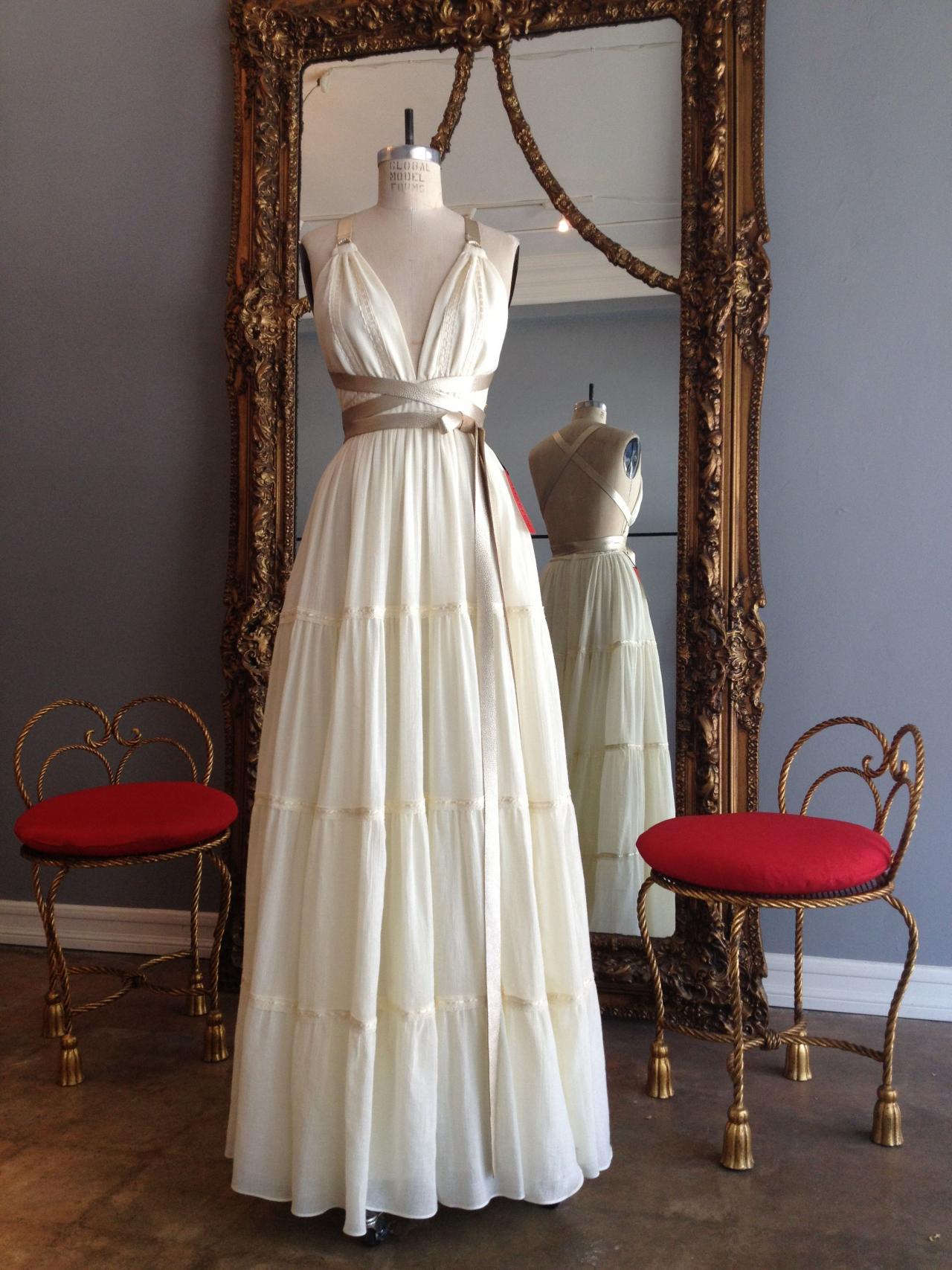 Floor Length Vintage Wedding Dress With Belt on Luulla