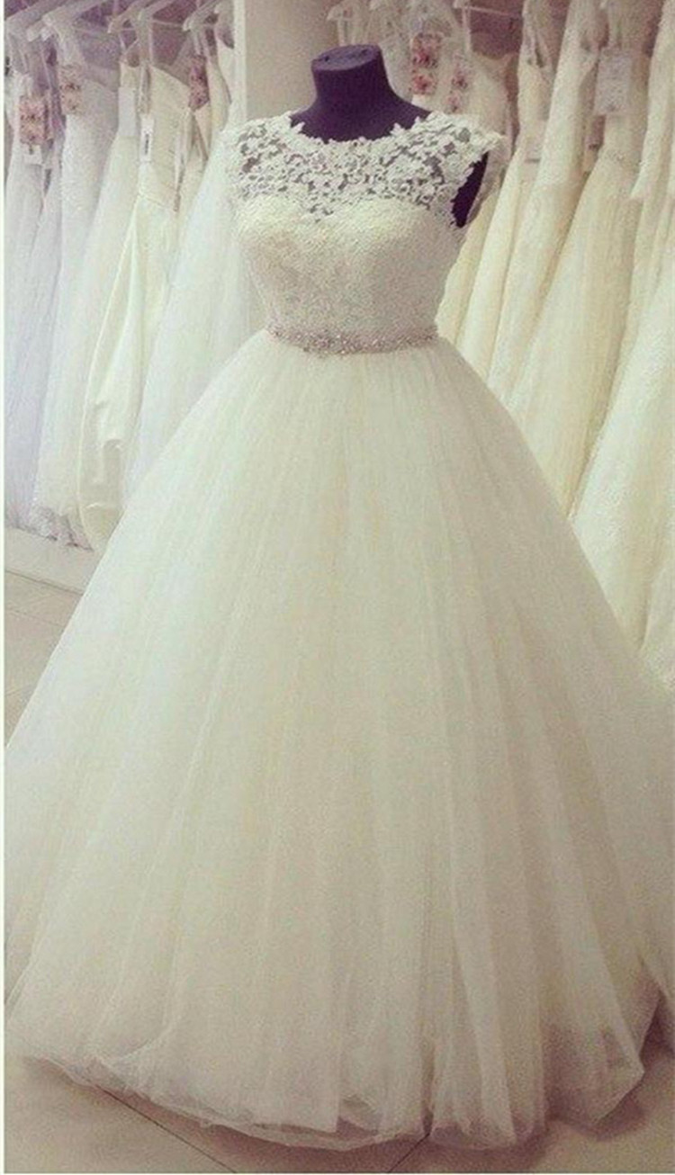 Sheer Sweetheart Ivory Wedding Dress With Beaded Sash on