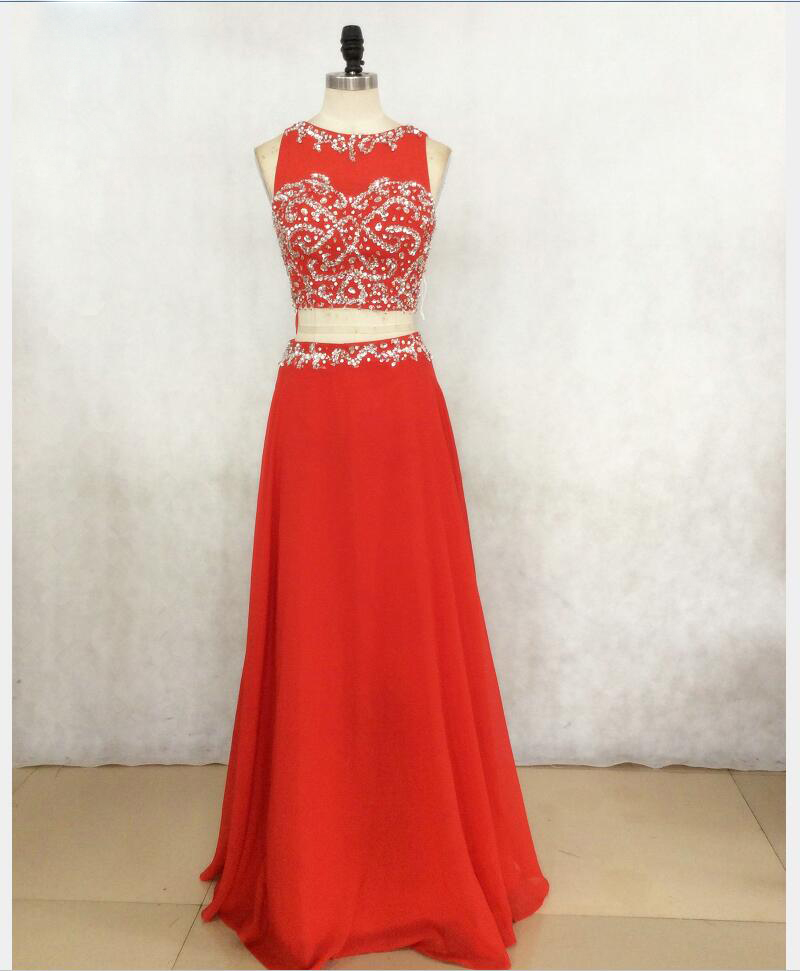Red 2 Pieces Prom Dress