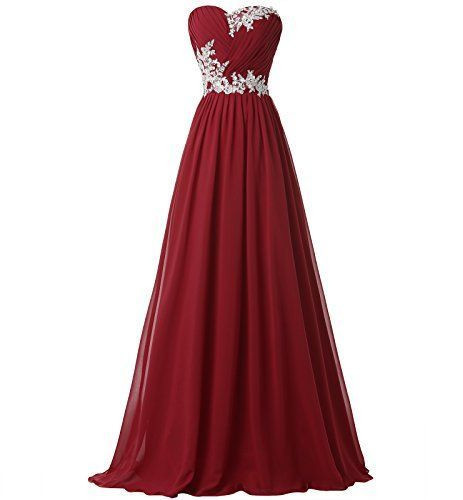 Strapless Burgundy Floor Length Chiffon Prom Dress on Luulla