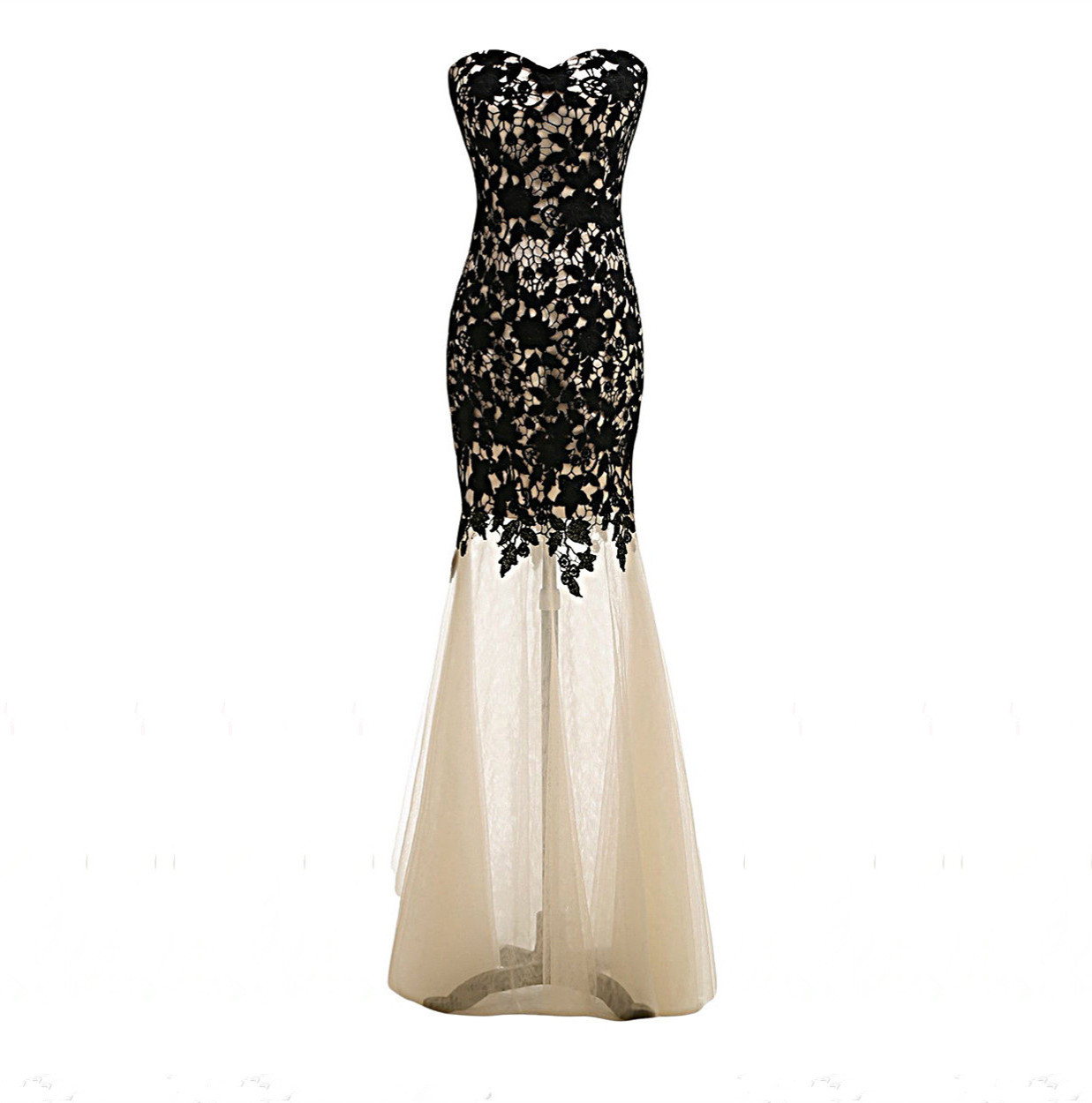 Sleeveless Prom Dress With Black Lavish Lace on Luulla