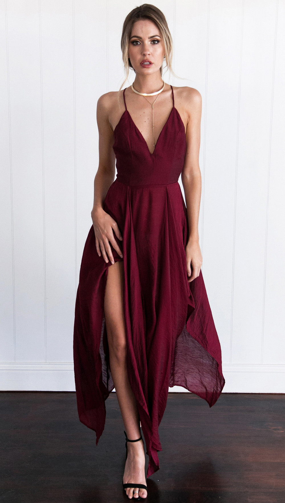 wine red cocktail dress