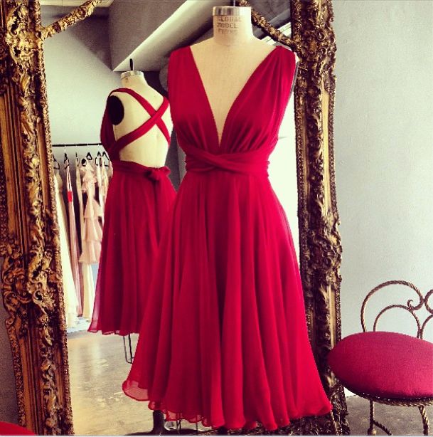 V neck Chiffon Long Dresses with Straps Spa