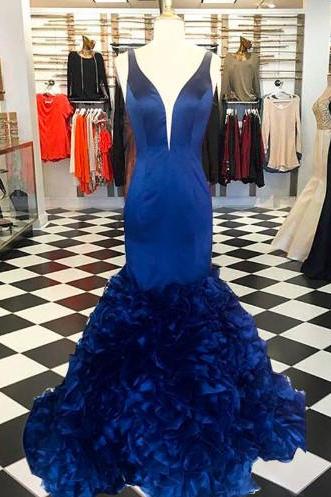 Formal Occasion Party Dress Plunging Neck Mermaid Prom Dress