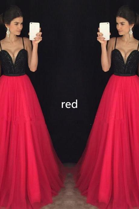 Prom Dress Plunging Neck Formal Occasion Dress With Spaghetti Straps