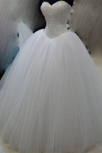 Basque Waistline Sparkle Princess Ball Gown Wedding Dress With Corset Back