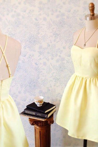 Yellow Mini Dress With Adjustable Straps