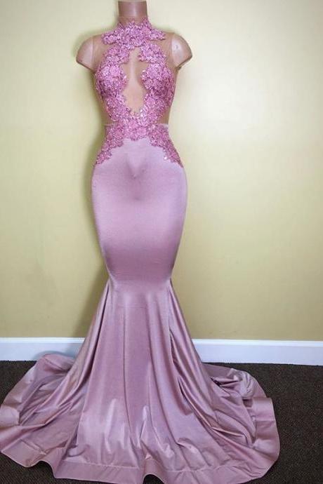Fitted Prom Dress With Appliqued Bodice