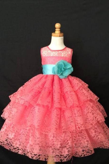 Tiered Lace Flower Girl Dress