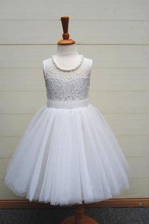 Ivory Flower Girl Dress With Pearls