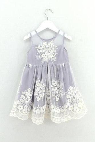 Lavender Flower Girl Dress With Lace
