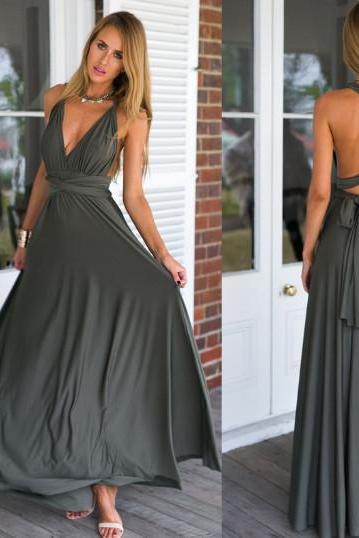 Hippie Evening Maxi Dress with Backless Back - Evening Maxi Dresses For Weddings or Formal Events