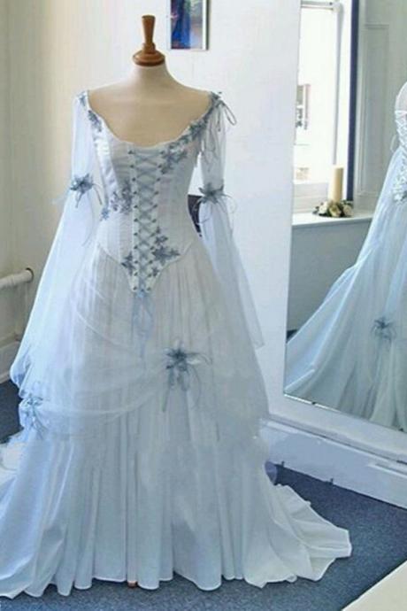 Vintage Medieval Wedding Dress With Flare Sleeves