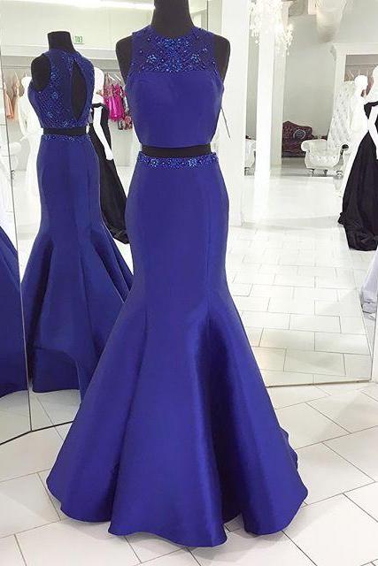 2 Pieces Prom Dress With Keyhole Back