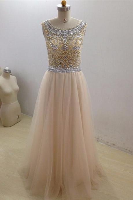 Beaded Prom Dress With Illusion Bodice