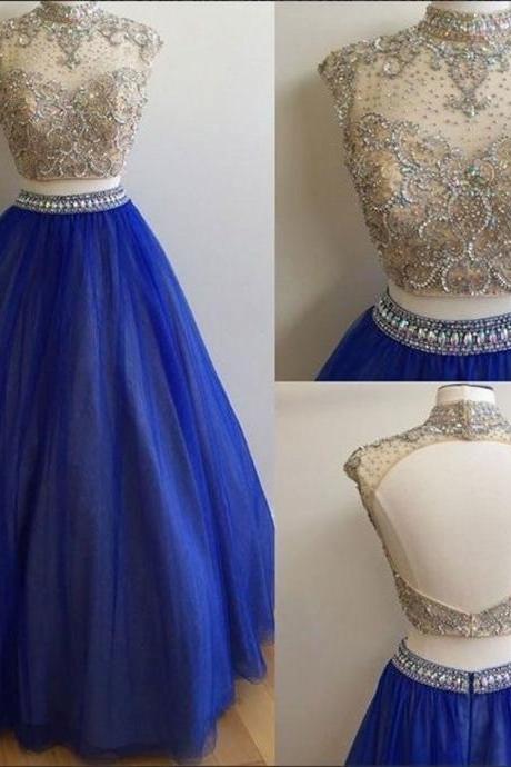 Royal Blue Two Piece Prom Dress