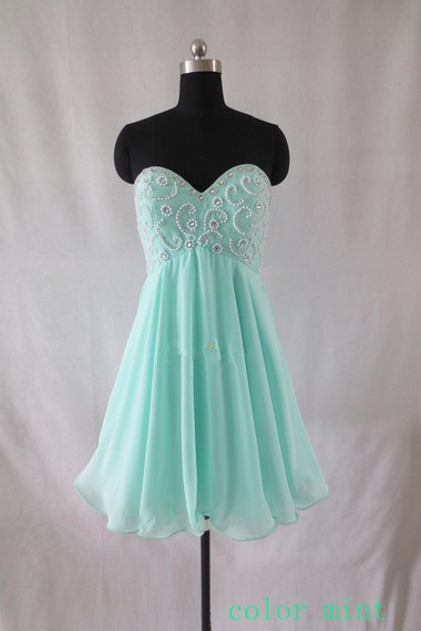 Sweetheart Neckline Short Party Dress With Pearls
