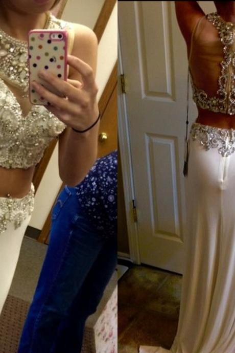 Gorgeous Beaded 2 Pieces Prom Dress