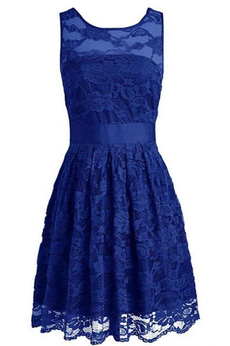 Short Royal Blue Lace Dress