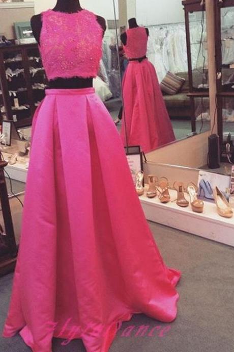 Fuchsia Top Two Pieces Prom Dress