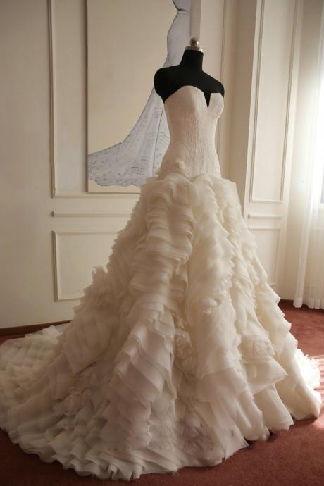 Strapless Tiered Ivory Bridal Wedding Dress