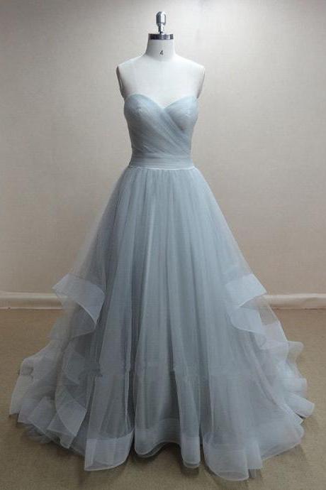 Sleeveless Gray Prom Dress