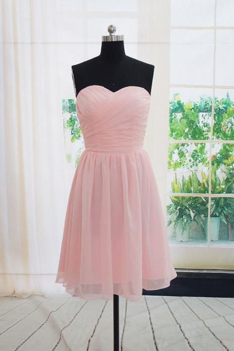 Short Pink Bridesmaid Dress, Homecoming Dress