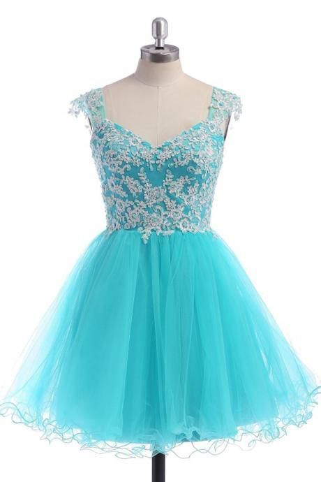 Turquoise Blue Short Homecoming Dress