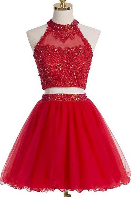 Red Two Pieces Short Party Dress