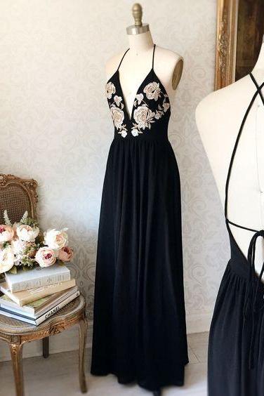 Black Chiffon Prom Dress