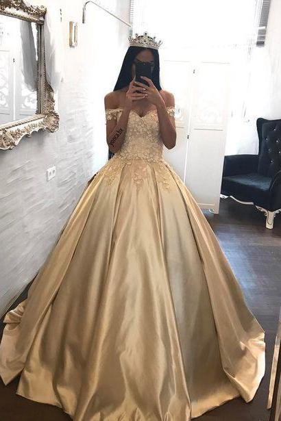 Off The Shoulder Ball Gown Prom Dress