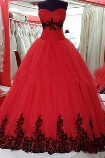 Ball Gown Prom Dress With Black Lace