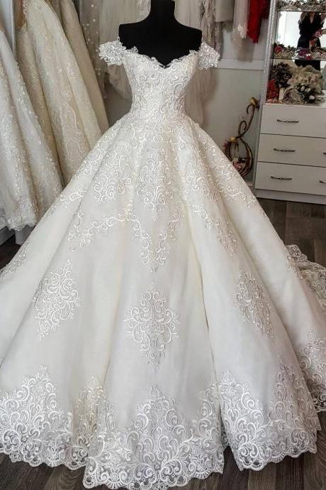 Off The Shoulder Ball Gown Wedding Dress Lace Bridal Dress