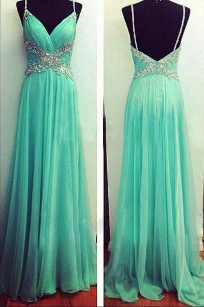 Long Chiffon Prom Dress With Pleated Chest