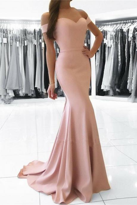 Off The Shoulder Slim Prom Dress With Corset Back