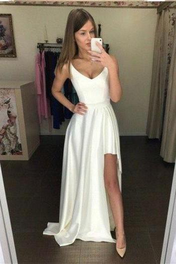 Scoop Neck Long Prom Dress With Slit