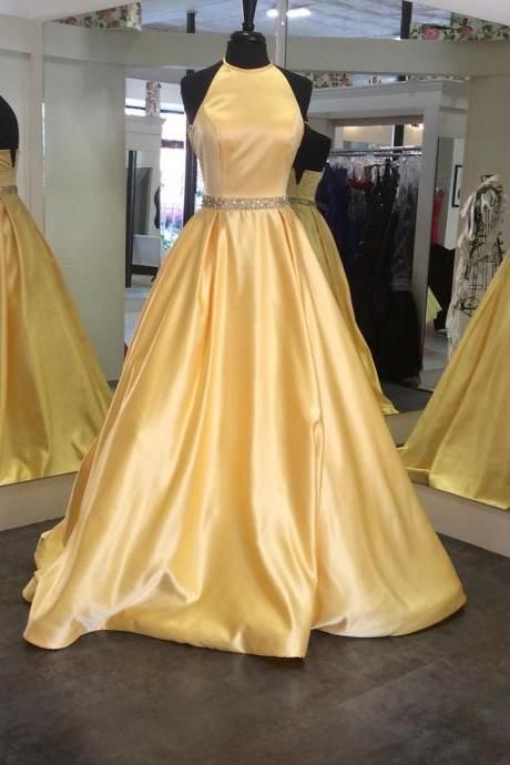 A-line Halter Long Prom Dress