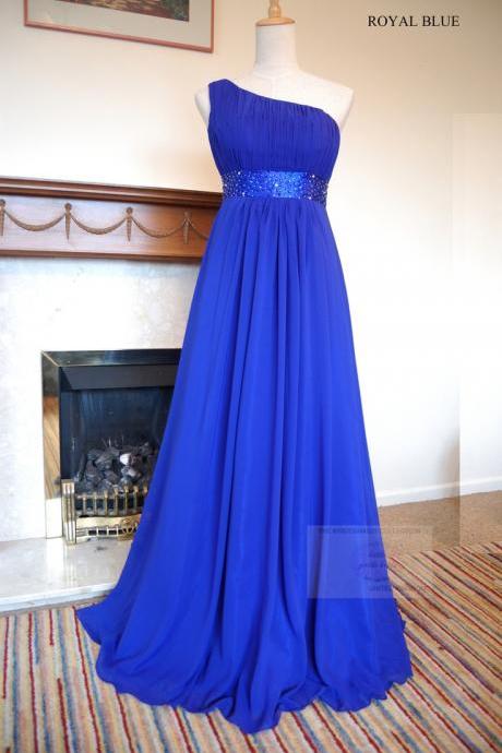 Royal Blue One Shoulder Evening Dress