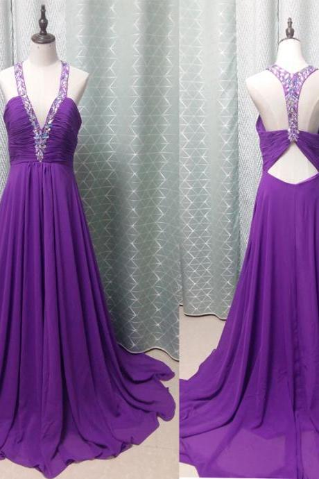 Purple Chiffon Prom Dress