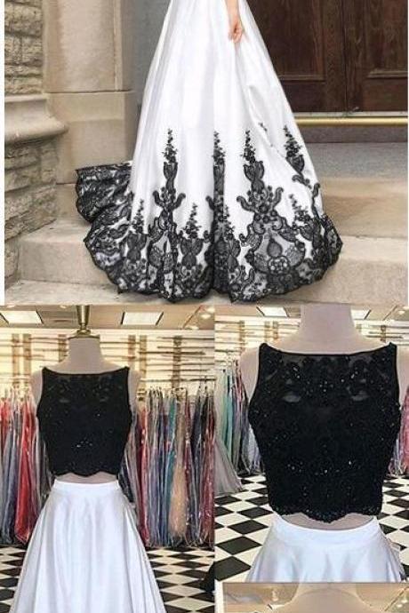 Two Pieces Prom Dress With Black Top