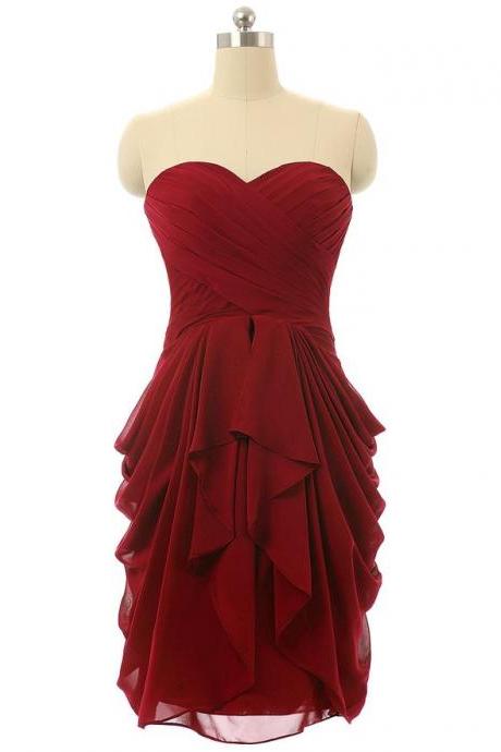 Red Short Party Dress with Cascade Skirt