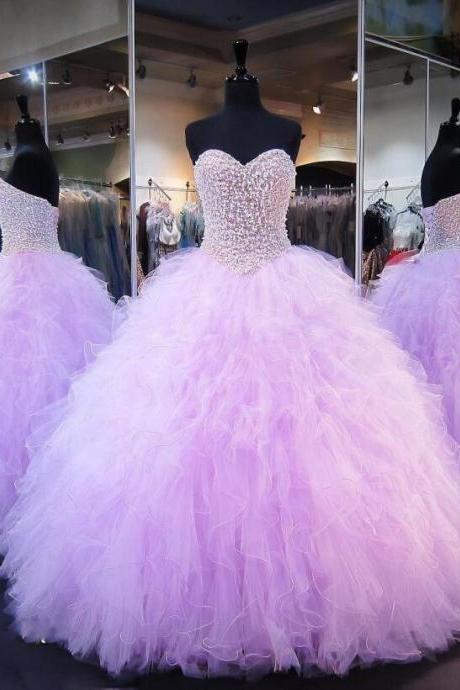 Sleeveless Lavender Ball Gown Prom Dress Quinceanera Dress