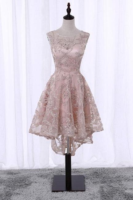 Cute pink high low short prom dress, homecoming dress