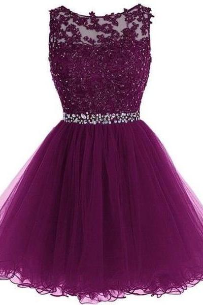 Short Grape Hoco Party Dress