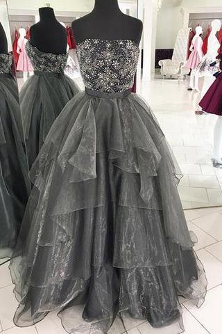 Strapless Organza Ball Gown Prom Dress